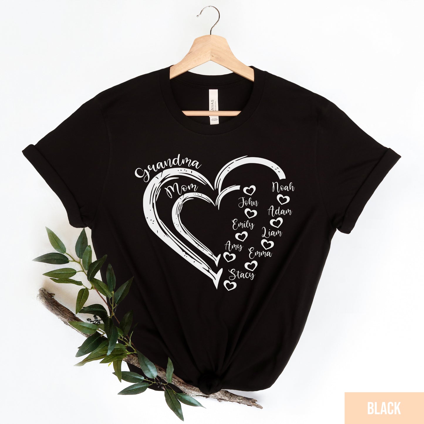 Custom Grandma Shirt, Grandma Heart Shirt, Nana Shirt With Grandkids Name, Gift For Grandma, Mother's Day Shirt, Personalized Grandma Shirt