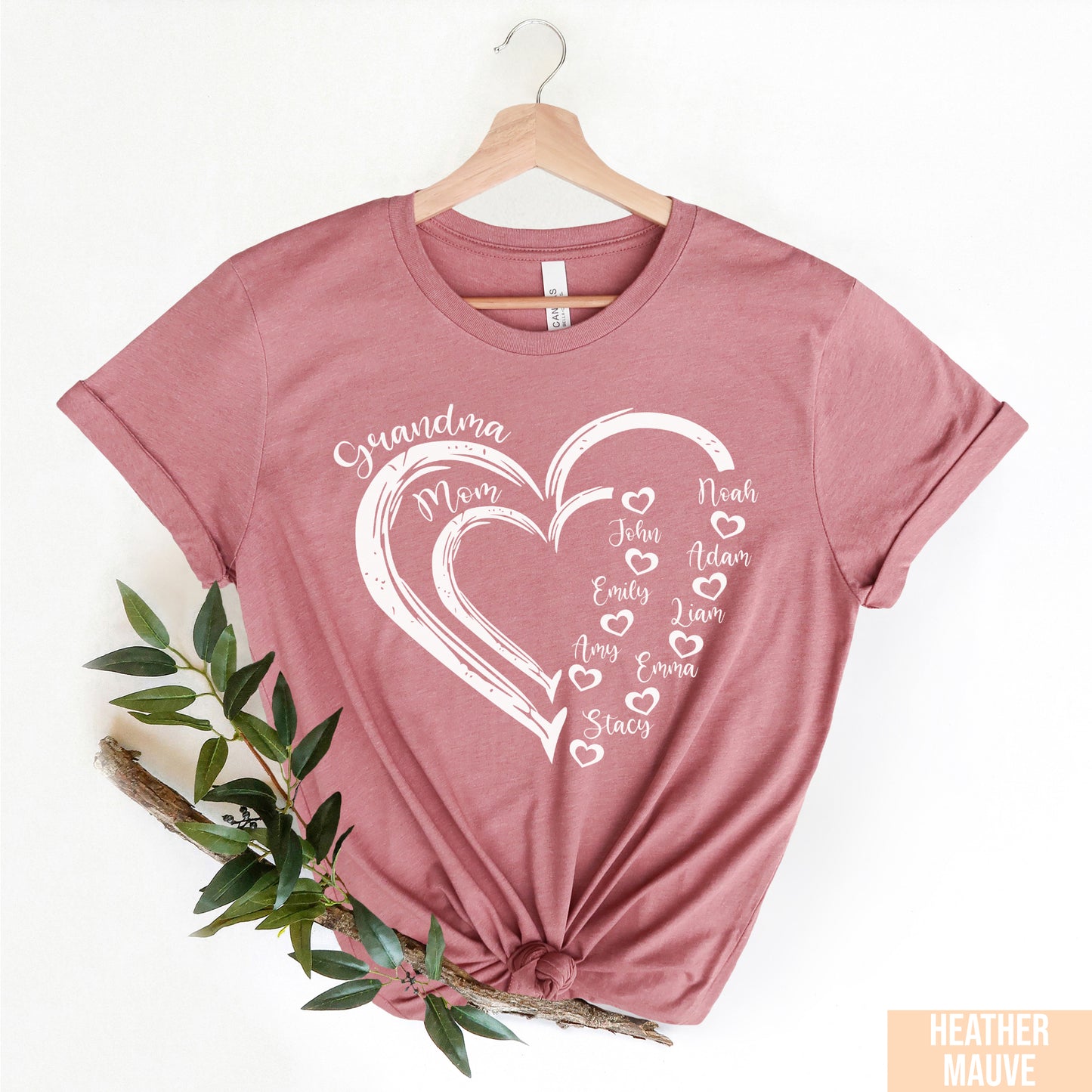 Custom Grandma Shirt, Grandma Heart Shirt, Nana Shirt With Grandkids Name, Gift For Grandma, Mother's Day Shirt, Personalized Grandma Shirt
