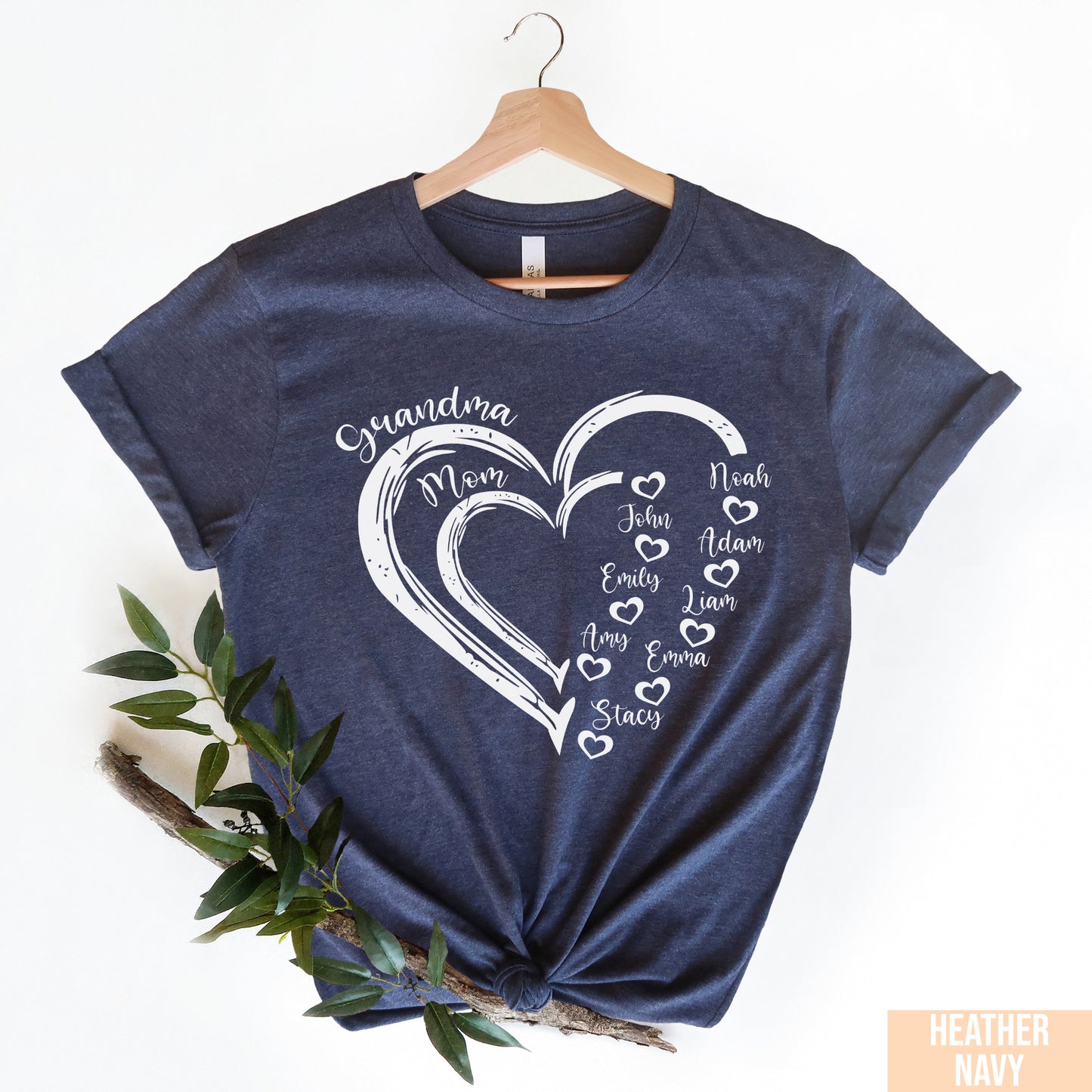 Custom Grandma Shirt, Grandma Heart Shirt, Nana Shirt With Grandkids Name, Gift For Grandma, Mother's Day Shirt, Personalized Grandma Shirt