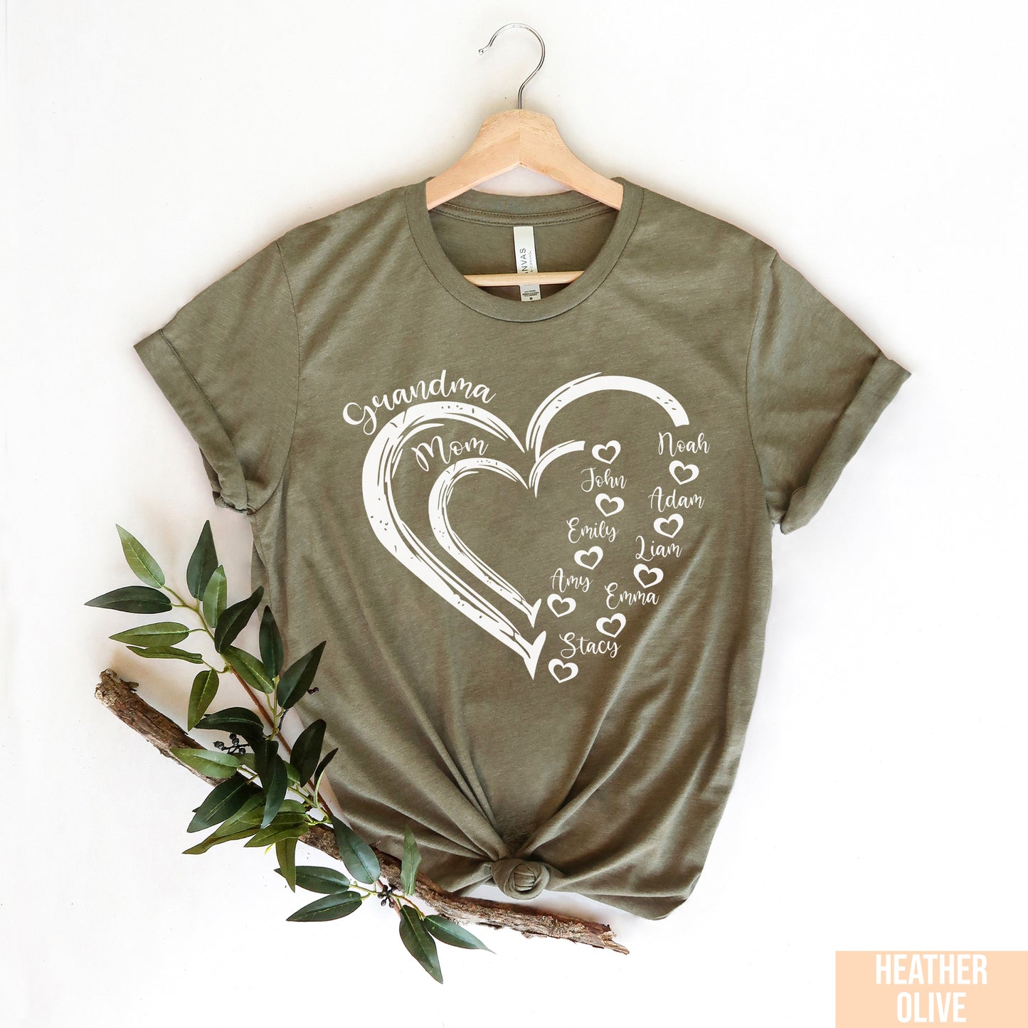 Custom Grandma Shirt, Grandma Heart Shirt, Nana Shirt With Grandkids Name, Gift For Grandma, Mother's Day Shirt, Personalized Grandma Shirt