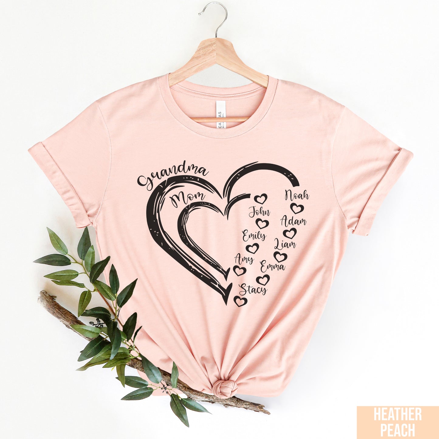 Custom Grandma Shirt, Grandma Heart Shirt, Nana Shirt With Grandkids Name, Gift For Grandma, Mother's Day Shirt, Personalized Grandma Shirt