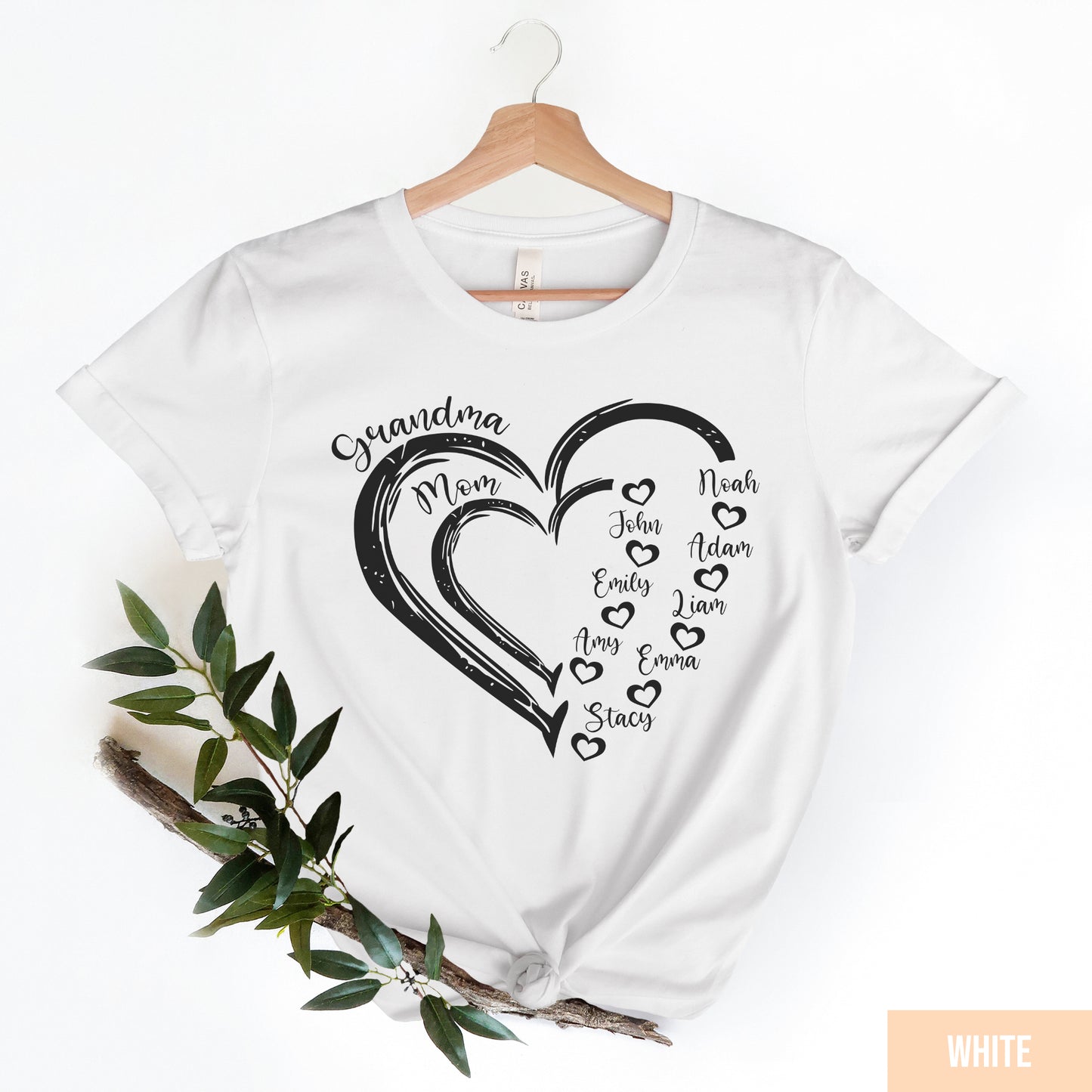 Custom Grandma Shirt, Grandma Heart Shirt, Nana Shirt With Grandkids Name, Gift For Grandma, Mother's Day Shirt, Personalized Grandma Shirt