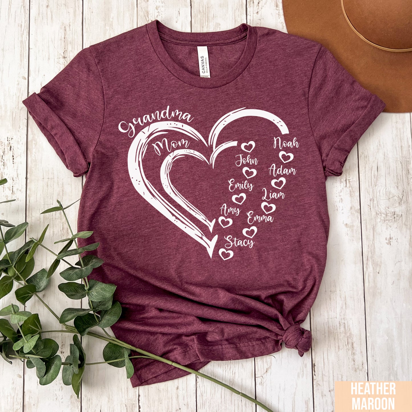Custom Grandma Shirt, Grandma Heart Shirt, Nana Shirt With Grandkids Name, Gift For Grandma, Mother's Day Shirt, Personalized Grandma Shirt